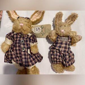 Boyd’s Bears and Bearwear Mom & Baby Bunny.  Dressed alike,pink feet & ears.Tags